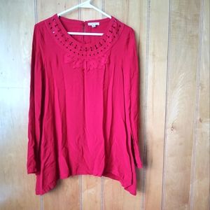 Sophie Max women's Red  long sleeve blouse size S